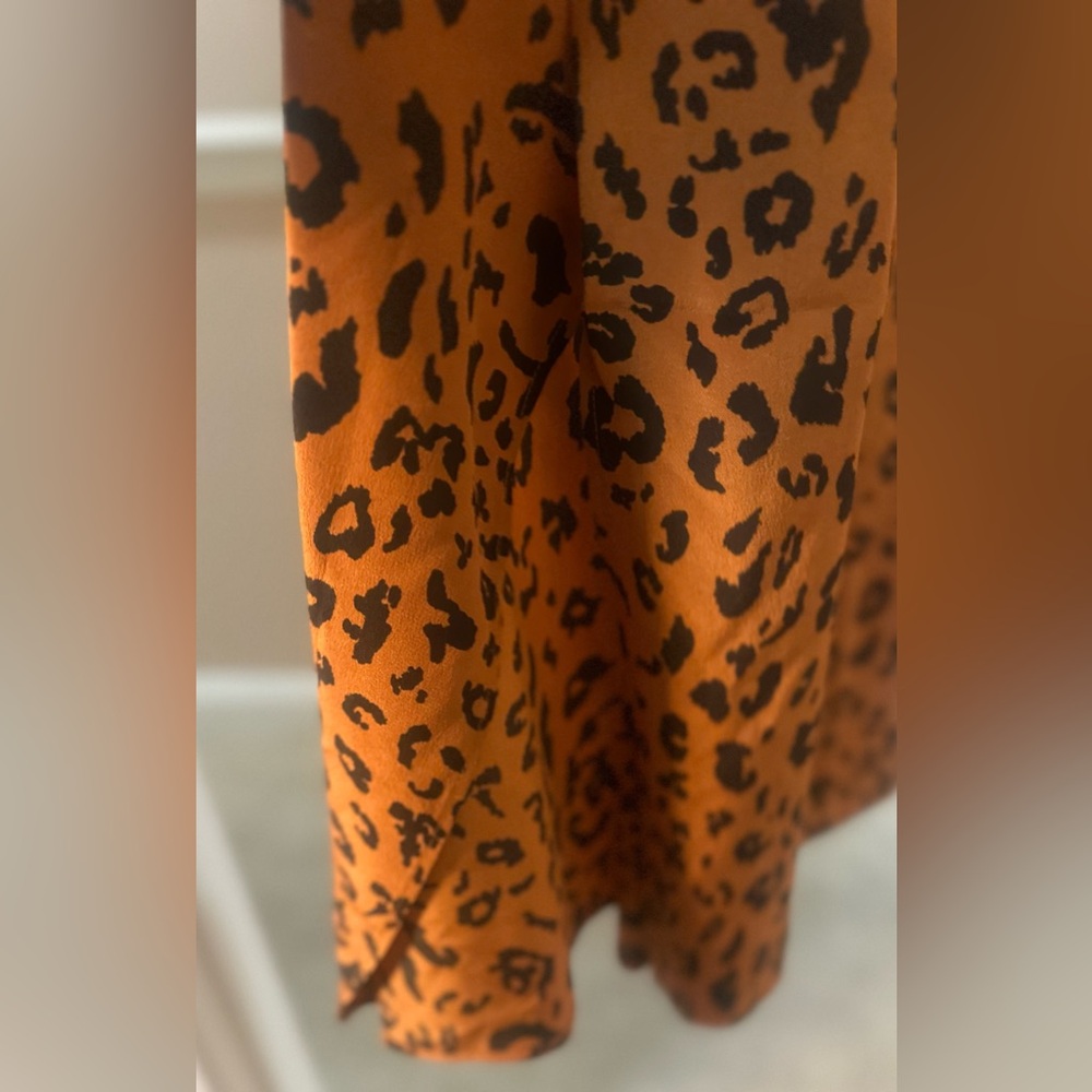 NWOT Women’s MADEWELL Silk Eva Side-Slit Slip Dress Leopard Party Silk 8 Petite - Picture 7 of 9